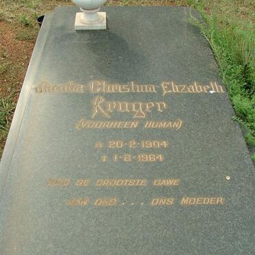 KRUGER Jacoba Christina Elizabeth nee HUMAN 1904-1964