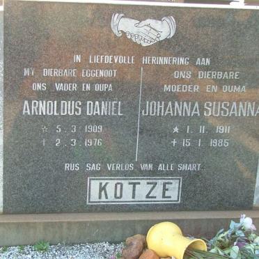 KOTZE Arnoldus Daniel 1909-1976 &amp; Johanna Susanna 1911-1985
