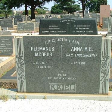 KRIEL Hermanus Jacobus 1907-1987 &amp; Anna M.E. ENGELBRECHT 1916-