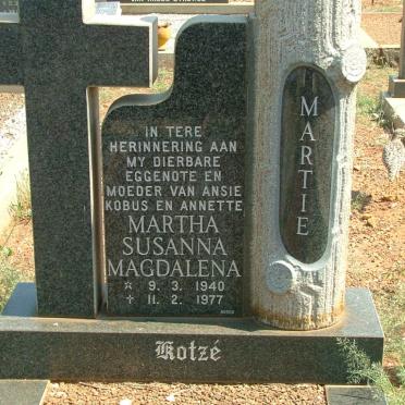 KOTZÉ Martha Susanna Magdalena 1940-1977