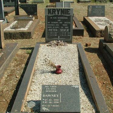 KRYNIE Pieter 1927-1987 &amp; Sientjie 1928-1994 :: KRYNIE Dawney 1955-1996