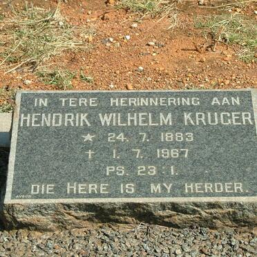 KRUGER Hendrik Wilhelm 1883-1967