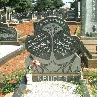 KRUGER Abraham A. 1923-1987 &amp; Gertruida J. 1930-2001