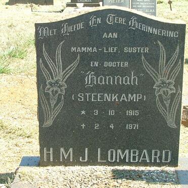 LOMBARD H.M.J. nee STEENKAMP 1915-1971