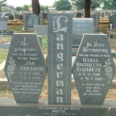 LANGERMAN Jan Abraham 1902-1974 &amp; Maria Magdalena Elizabeth 1906-1982 :: LANGERMAN Boetie 1928-1939