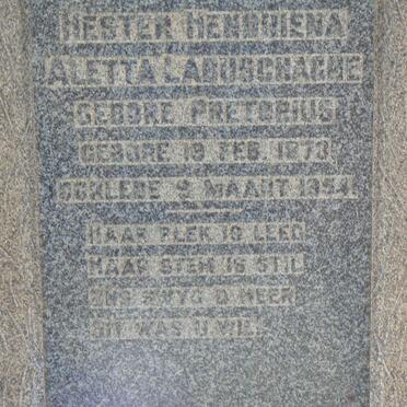 LABUSCHAGNE Hester Hendriena nee PRETORIUS 1873-1954 