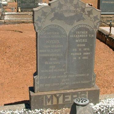 MYERS Alexander T.H. 1873-1961 &amp; Orsilla Magdalena GROBLER 1852-1944