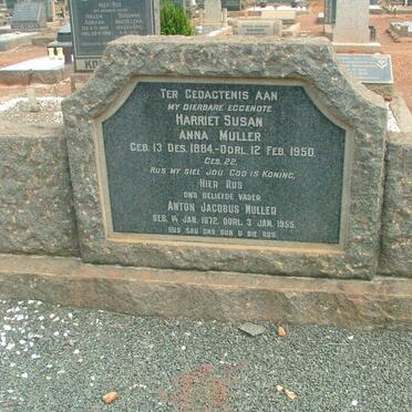 MULLER Anton Jacobus 1872-1955 &amp; Harriet Susan Anna 1884-1950