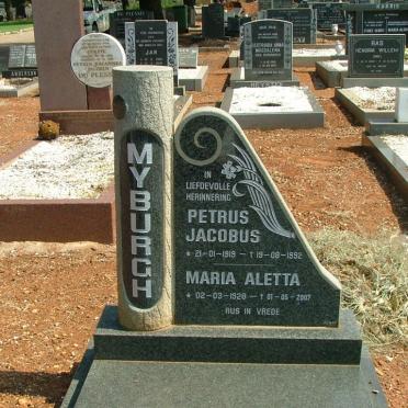 MYBURGH Petrus Jacobus 1919-1992 &amp; Maria Aletta 1928-2007