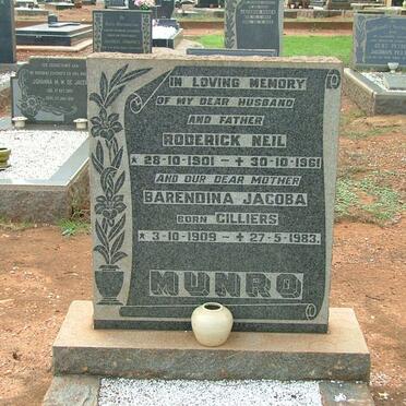 MUNRO Roderick Neil 1901-1961 &amp; Barendina Jacoba CILLIERS 1909-1983