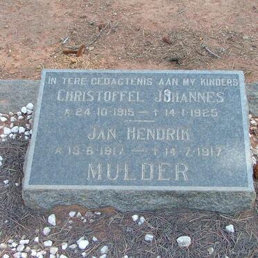 MULDER Christoffel Johannes 1915-1925 :: MULDER Jan Hendrik 1917-1917