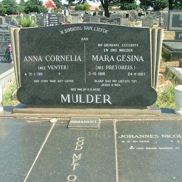 MULDER Johannes Nicolaas 1905-1992 :: MULDER Mara Gesina nee PRETORIUS 1916-1967 :: MULDER Anna Cornelia nee VENTER 1911-
