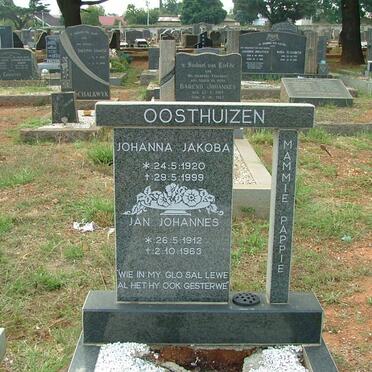 OOSTHUIZEN Jan Johannes 1912-1963 &amp; Johanna Jakoba 1920-1999