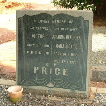 PRICE Victor 1910-1970 &amp; Johanna Hendrika Mara 1909-1963