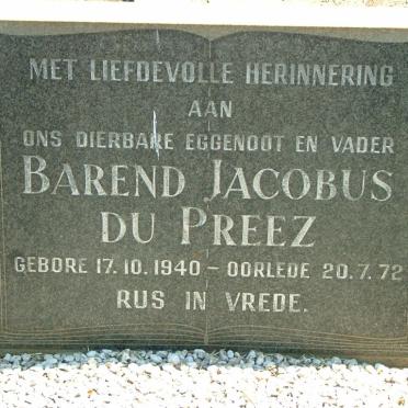 PREEZ Barend Jacobus, du 1940-1972