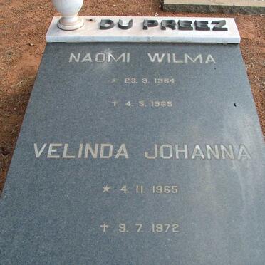 PREEZ Naomi Wilma, du 1964-1965 :: DU PREEZ Velinda Johanna 1965-1972