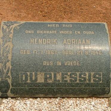 PLESSIS Hendrik Adriaan, du 1867-1946