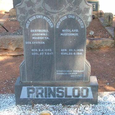 PRINSLOO Nicolaas Marthinus 1855-1941 &amp; Gertruida Jacomina Magrietha EKSTEEN 1863-1947