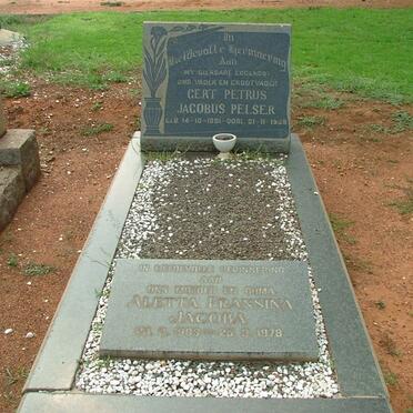 PELSER  Gert Petrus Jacobus 1891-1959 &amp; Aletta Fransina Jacoba 1903-1978