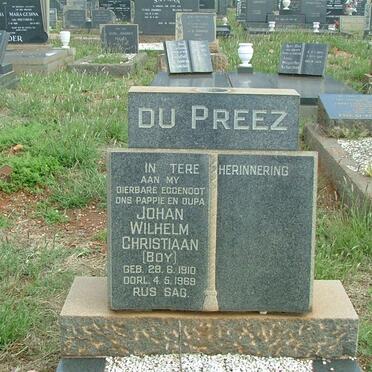PREEZ Johan Wilhelm Christiaan, du 1910-1969