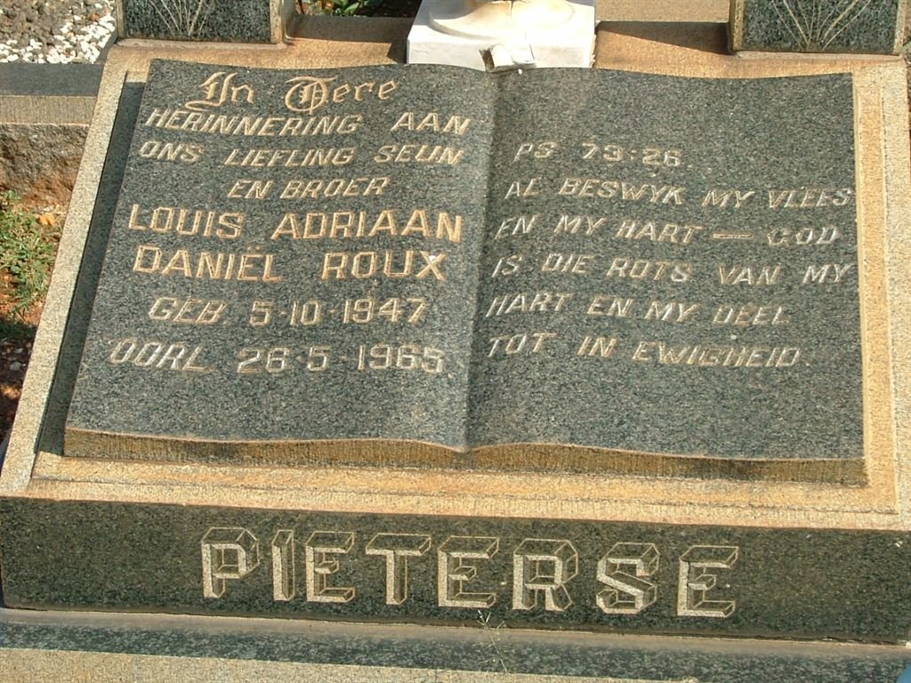 PIETERSE Louis Adriaan Daniël Roux 1947-1965