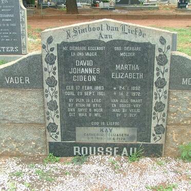 ROUSSEAU David Johannes Gideon 1883-1961 &amp; Martha Elizabeth 1892-1972 :: KAY Catherina Elizabeth 1918-1978