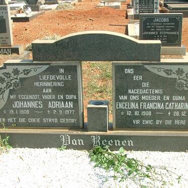 REENEN Johannes Adriaan, van 1908-1977 &amp; Engelina Francina Catharina 1908-1998