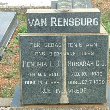 RENSBURG Hendrik L.J., van 1900-1969 &amp; Susarah C.J. 1909-1969