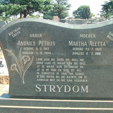 STRYDOM Andries Petrus 1917-1969 &amp; Martha Aletta 1922-2001
