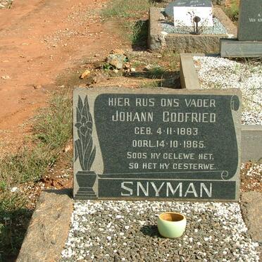 SNYMAN Johann Godfried 1883-1965