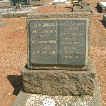 SCHALKWYK Helena Johanna, van 1880-1950