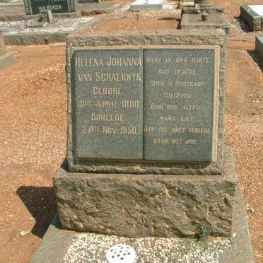 SCHALKWYK Helena Johanna, van 1880-1950