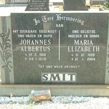 SMIT Johannes Albertus 1916-1978 &amp; Maria Elizabeth 1928-2004