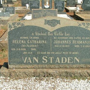 STADEN Johannes Hermanus, van 1914-1964 &amp; Helena Catharina DU PLESSIS 1920-