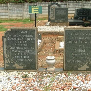 THOMAS Gerhardus Stephanus 1924-1990 &amp; Gertruida Aletta Maria SMIT 1924-2002 :: THOMAS Jacoba Catharina 1909-1959
