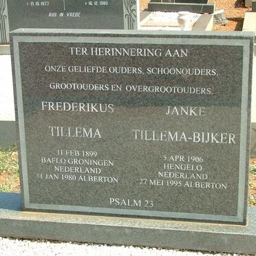 TILLEMA Fredrikus 1899-1980 &amp; Janke TILLEMA-BIJKER 1906-1995