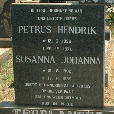 TERBLANCHE Petrus Hendrik 1898-1971 &amp; Susanna Johanna 1902-1989