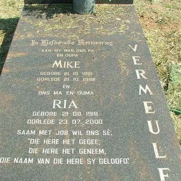 VERMEULEN Mike 1910-1982 &amp; Ria 1918-200