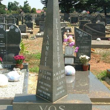 VOS Samuel 1909-1971 &amp; Elizabeth 1909-1992
