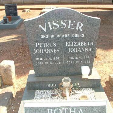 VISSER Petrus Johannes 1892-1938 & Elizabeth Johanna 1896-1973 :: BOTHA Elizabeth J. nee VISSER 1925-1986_2