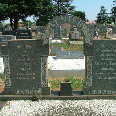 VENTER Pieter Willem 1895-1971 &amp; Maria Sophia Johanna nee BOTHA 1895-1968