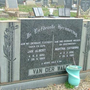 WALT Jan Albert, van der 1892-1969 &amp; Martina  Catharina 1896-1986