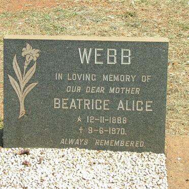 WEBB Beatrice Alice 1886-1970