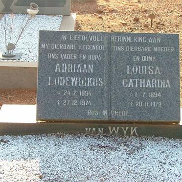 WYK Adriaan Lodewickus, van 1894-1974 &amp; Louisa Catharina 1894-1979
