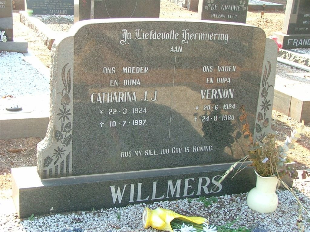 WILLMERS Vernon 1924-1980 &amp; Catharina J.J. 1924-1997