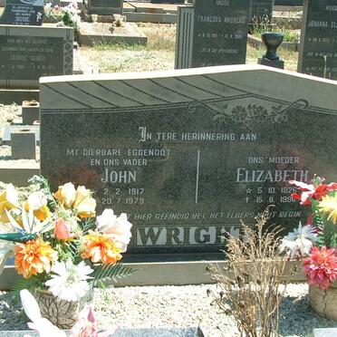 WRIGHT John 1917-179 &amp; Elizabeth 1926-1996