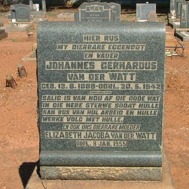 WATT Johannes Gerhardus, van der 1888-1942 &amp; Elizabeth Jacoba  -1955