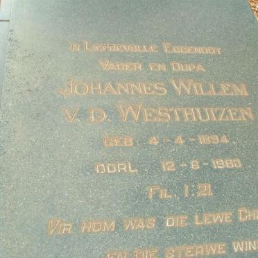WESTHUIZEN Johannes Willem, van der 1894-1963