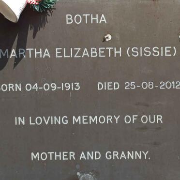 BOTHA Martha Elizabeth 1913-2012