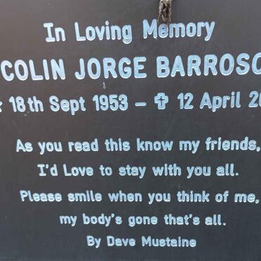 BARROSO Colin Jorge 1953-2018
